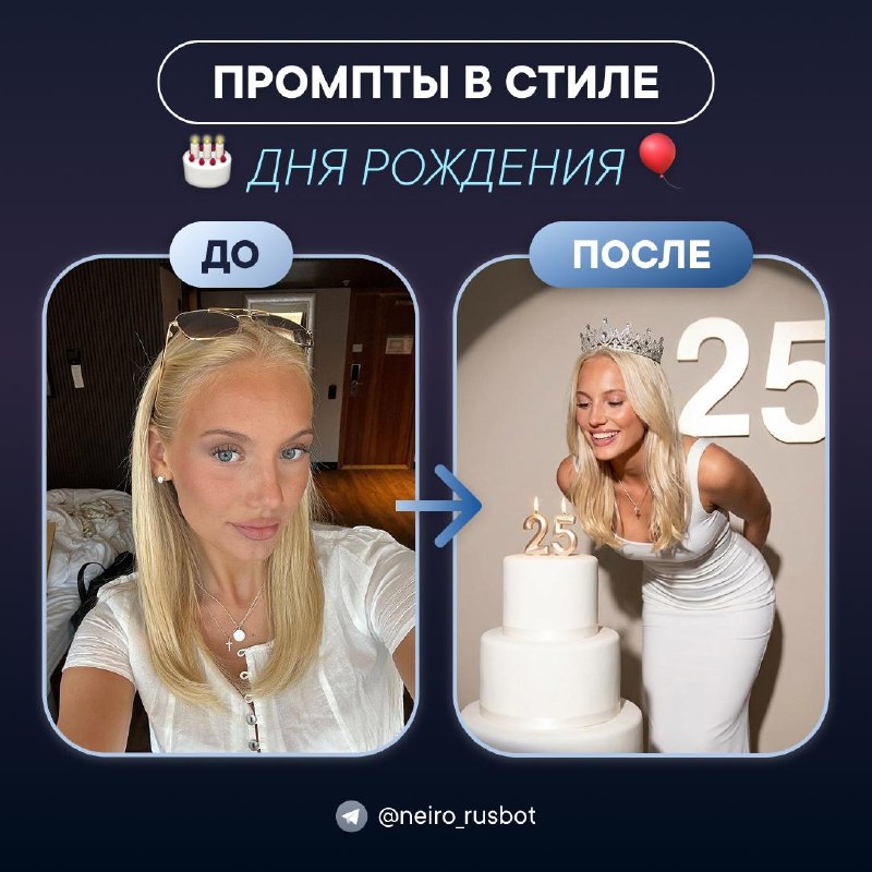Обложка: до/после birthday-фотосессии в Nano Banana Pro